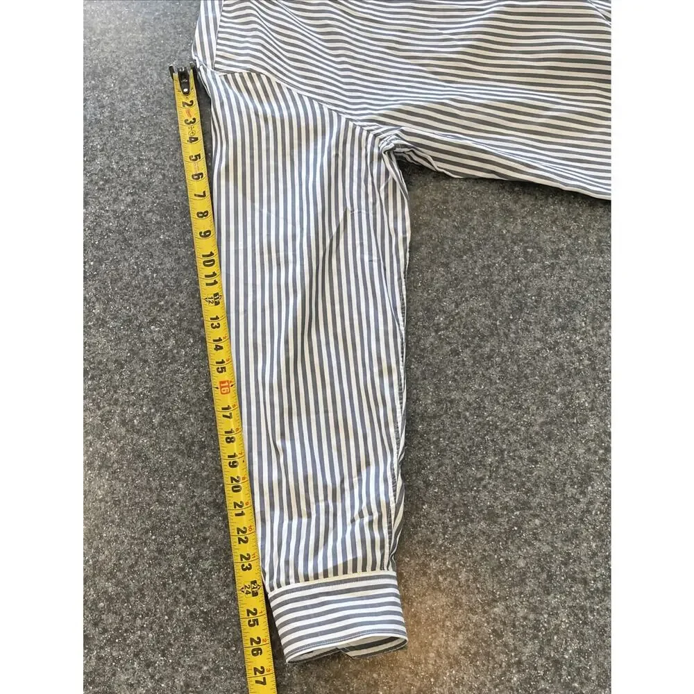 Banana Republic Mens Long Sleeve Button Up Shirt XL White Grey Striped Cotton